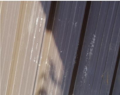 Photo showing damage due to scaffolding with pan support